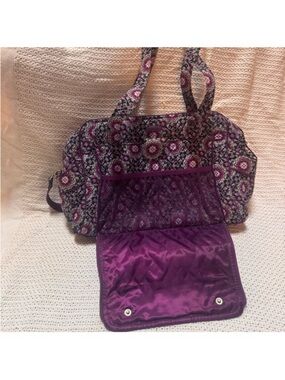 Vera Bradley Purple Floral Quilted Baby Bag with Changing Pad